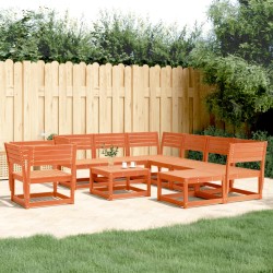vidaXL Juego de muebles jardín 8 pzas madera maciza pino marrón cera