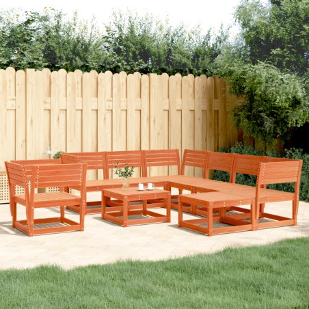 vidaXL Juego de muebles jardín 8 pzas madera maciza pino marrón cera