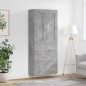 vidaXL Aparador alto madera contrachapada gris hormigón 69,5x34x180 cm