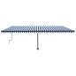 vidaXL Toldo manual retráctil con luz LED azul y blanco 600x350 cm vidaXL Toldo manual retráctil con luz LED azul y blanco 600x350 cm