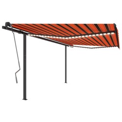 vidaXL Toldo manual retráctil con LED naranja y marrón 4x3 m