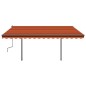vidaXL Toldo manual retráctil con LED naranja y marrón 4x3 m vidaXL Toldo manual retráctil con LED naranja y marrón 4x3 m
