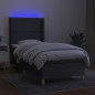 vidaXL Cama box spring colchón y luces LED tela gris oscuro 100x200 cm vidaXL Cama box spring colchón y luces LED tela gris oscuro 100x200 cm