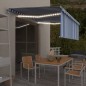 vidaXL Toldo automático persiana LED sensor de viento azul blanco 4x3m vidaXL Toldo automático persiana LED sensor de viento azul blanco 4x3m