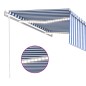 vidaXL Toldo automático persiana LED sensor de viento azul blanco 4x3m vidaXL Toldo automático persiana LED sensor de viento azul blanco 4x3m