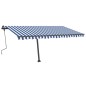 vidaXL Toldo de pie retráctil manual azul y blanco 450x350 cm vidaXL Toldo de pie retráctil manual azul y blanco 450x350 cm