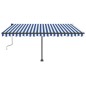 vidaXL Toldo de pie retráctil manual azul y blanco 450x350 cm vidaXL Toldo de pie retráctil manual azul y blanco 450x350 cm