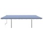 vidaXL Toldo retráctil manual con luz postes azul y blanco 6x3 m vidaXL Toldo retráctil manual con luz postes azul y blanco 6x3 m