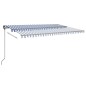 vidaXL Toldo retráctil manual con luz postes azul y blanco 6x3 m vidaXL Toldo retráctil manual con luz postes azul y blanco 6x3 m