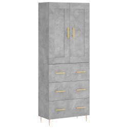 vidaXL Aparador alto madera contrachapada gris hormigón 69,5x34x180 cm