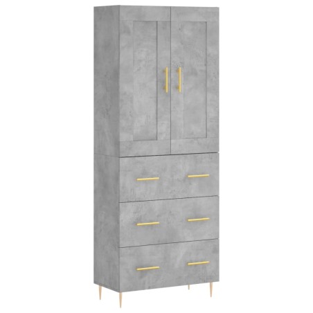 vidaXL Aparador alto madera contrachapada gris hormigón 69,5x34x180 cm