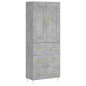 vidaXL Aparador alto madera contrachapada gris hormigón 69,5x34x180 cm