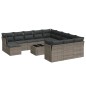 vidaXL Set sofás de jardín con cojines 13 piezas ratán sintético gris vidaXL Set sofás de jardín con cojines 13 piezas ratán sintético gris