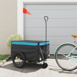 vidaXL Remolque para bicicleta hierro negro y azul 45 kg