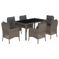 vidaXL Set comedor jardín 7 pzas y cojines ratán sintético gris vidaXL Set comedor jardín 7 pzas y cojines ratán sintético gris
