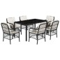 vidaXL Set de comedor de jardín 7 pzas y cojines ratán sintético negro vidaXL Set de comedor de jardín 7 pzas y cojines ratán sintético negro