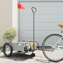 vidaXL Remolque para bicicletas hierro y tela Oxford gris