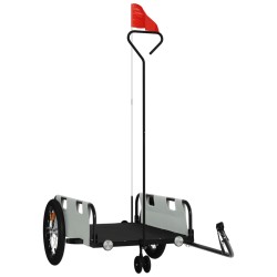 vidaXL Remolque para bicicletas hierro y tela Oxford gris