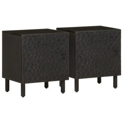 vidaXL Mesitas de noche 2 uds madera maciza de mango negro 40x33x46 cm