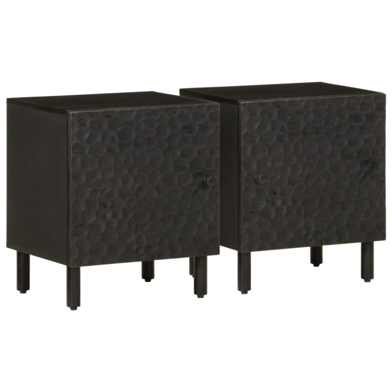 vidaXL Mesitas de noche 2 uds madera maciza de mango negro 40x33x46 cm vidaXL Mesitas de noche 2 uds madera maciza de mango negro 40x33x46 cm