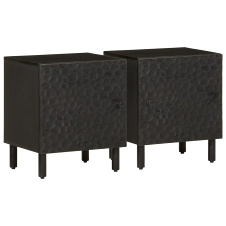 vidaXL Mesitas de noche 2 uds madera maciza de mango negro 40x33x46 cm