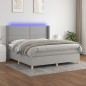 vidaXL Cama box spring colchón y luces LED tela gris claro 160x200 cm vidaXL Cama box spring colchón y luces LED tela gris claro 160x200 cm