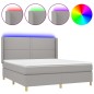 vidaXL Cama box spring colchón y luces LED tela gris claro 160x200 cm vidaXL Cama box spring colchón y luces LED tela gris claro 160x200 cm