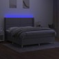 vidaXL Cama box spring colchón y luces LED tela gris claro 160x200 cm vidaXL Cama box spring colchón y luces LED tela gris claro 160x200 cm
