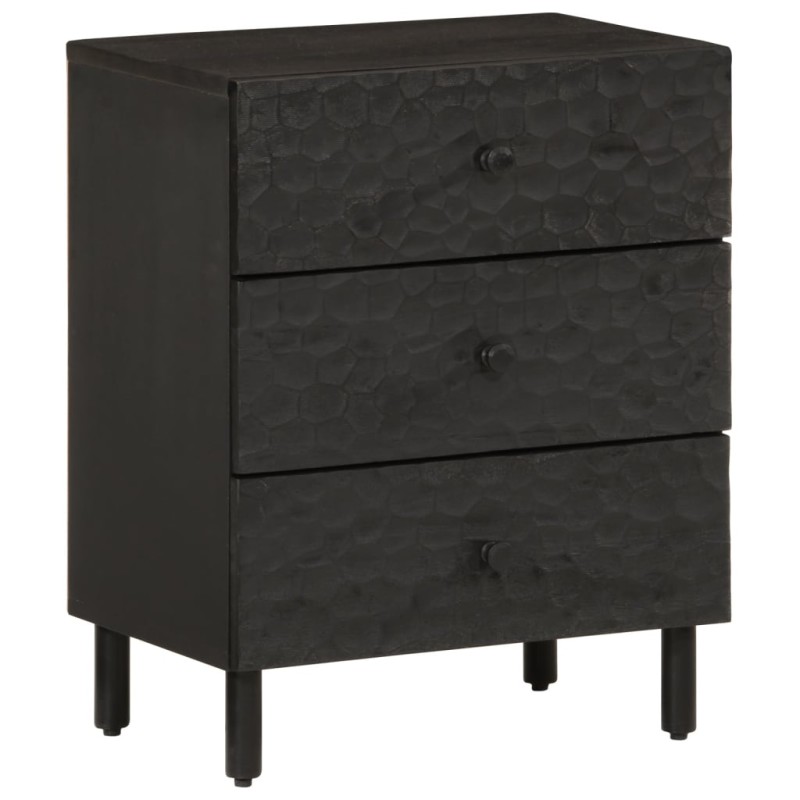 vidaXL Mesita de noche madera maciza de mango negra 50x33x60 cm