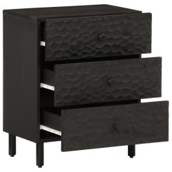 vidaXL Mesita de noche madera maciza de mango negra 50x33x60 cm