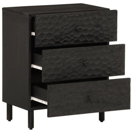 vidaXL Mesita de noche madera maciza de mango negra 50x33x60 cm