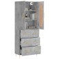 vidaXL Aparador alto madera contrachapada gris hormigón 69,5x34x180 cm