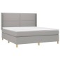 vidaXL Cama box spring colchón y luces LED tela gris claro 160x200 cm vidaXL Cama box spring colchón y luces LED tela gris claro 160x200 cm