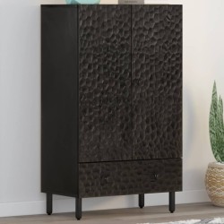 vidaXL Aparador alto madera maciza de mango negro 60x33x100 cm