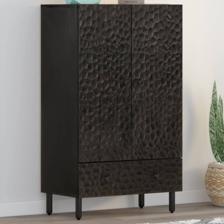 vidaXL Aparador alto madera maciza de mango negro 60x33x100 cm