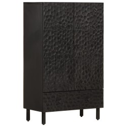 vidaXL Aparador alto madera maciza de mango negro 60x33x100 cm
