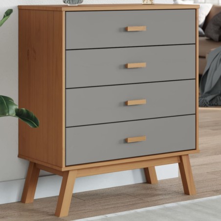 vidaXL Cómoda de cajones OLDEN madera maciza de pino gris y marrón