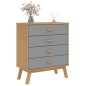 vidaXL Cómoda de cajones OLDEN madera maciza de pino gris y marrón vidaXL Cómoda de cajones OLDEN madera maciza de pino gris y marrón