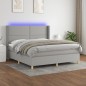 vidaXL Cama box spring colchón y luces LED tela gris claro 180x200 cm