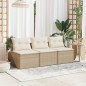 vidaXL Sofá de jardín sin reposabrazos 2 uds y cojines ratán PE beige vidaXL Sofá de jardín sin reposabrazos 2 uds y cojines ratán PE beige