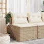vidaXL Sofá de jardín sin reposabrazos 2 uds y cojines ratán PE beige vidaXL Sofá de jardín sin reposabrazos 2 uds y cojines ratán PE beige