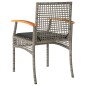 vidaXL Sillas de jardín con cojín 2 uds ratán PE gris y madera acacia vidaXL Sillas de jardín con cojín 2 uds ratán PE gris y madera acacia