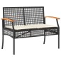 vidaXL Banco de jardín con cojín ratán sintético negro y madera acacia vidaXL Banco de jardín con cojín ratán sintético negro y madera acacia