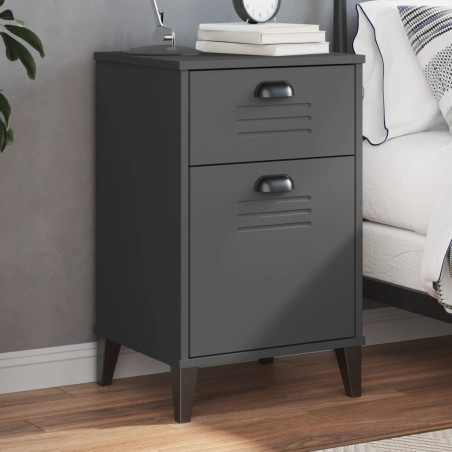 vidaXL Mesita de noche VIKEN madera maciza de pino gris antracita