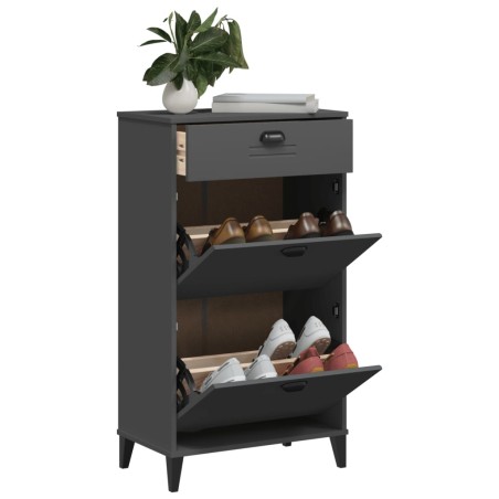 vidaXL Mueble zapatero VIKEN madera maciza de pino gris antracita