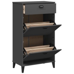 vidaXL Mueble zapatero VIKEN madera maciza de pino gris antracita