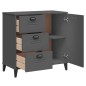 vidaXL Aparador VIKEN madera maciza de pino gris antracita 80x40x80 cm