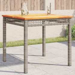 vidaXL Mesa de jardín ratán sintético madera acacia gris 80x80x75 cm