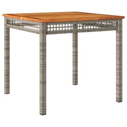vidaXL Mesa de jardín ratán sintético madera acacia gris 80x80x75 cm