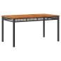 vidaXL Mesa de jardín ratán sintético madera acacia negro 140x80x75 cm vidaXL Mesa de jardín ratán sintético madera acacia negro 140x80x75 cm